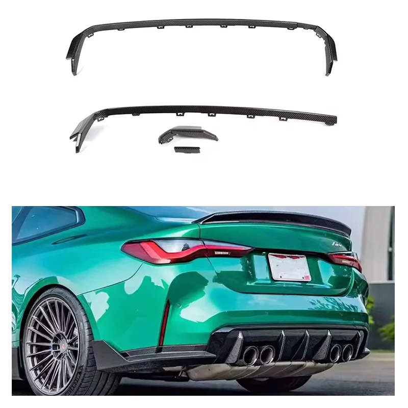 Dry Carbon Fiber Car Rear Diffuser Trims for BMW G80 M3 G82 M4 Back Bumper Lip