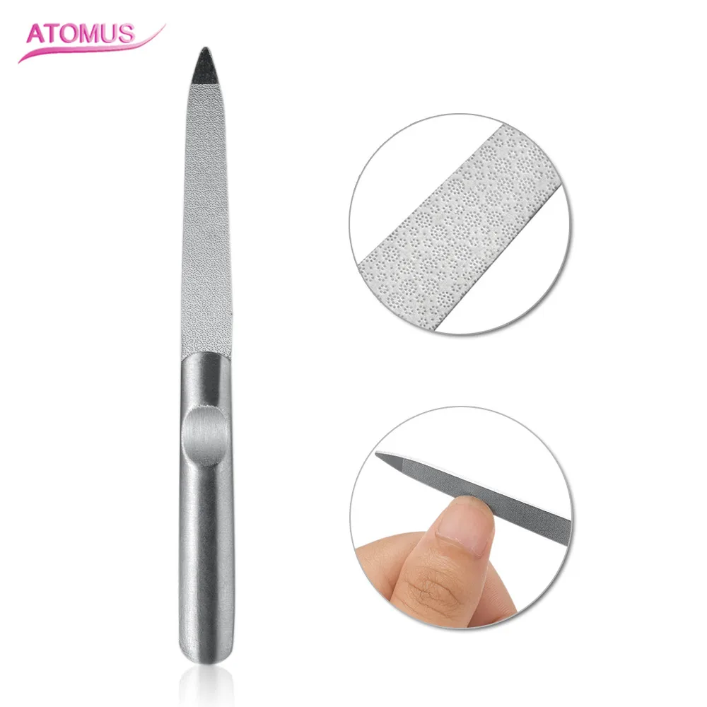 1pc Lime A Ongle Nail Filer lixa De Unha Double-sided Concave Convex Nail File Pilnik With Non-slip Handle Manicure Tool