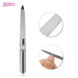 1pc Lime A Ongle Nail Filer lixa De Unha Double-sided Concave Convex Nail File Pilnik With Non-slip Handle Manicure Tool