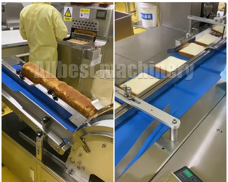 French Toast Cutting Injecting Machinery Sandwich Bread Making Machine Line for Slicing Filling Yogurt Pocket Bread Cake