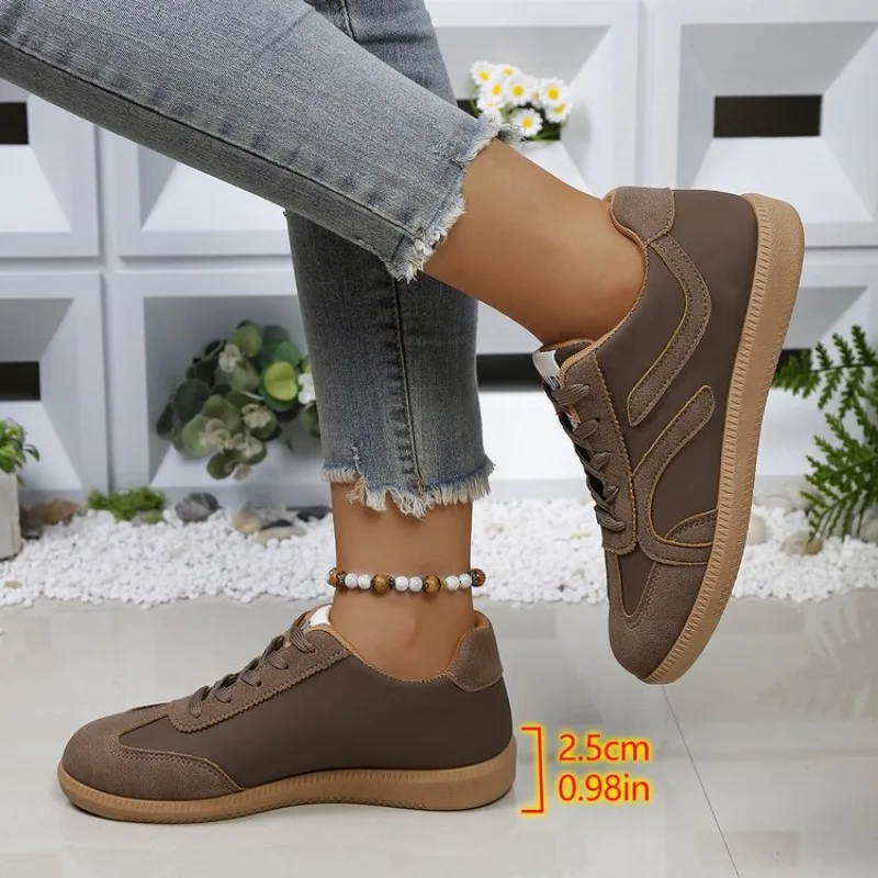 Damen-Sneaker aus natürlichem Wildleder mit Schnürung, 2026, neu, runde Zehenpartie, weich, bequem, lässig, für Damen, Outdoor-Fahr-/Wanderschuhe. – Detail 5