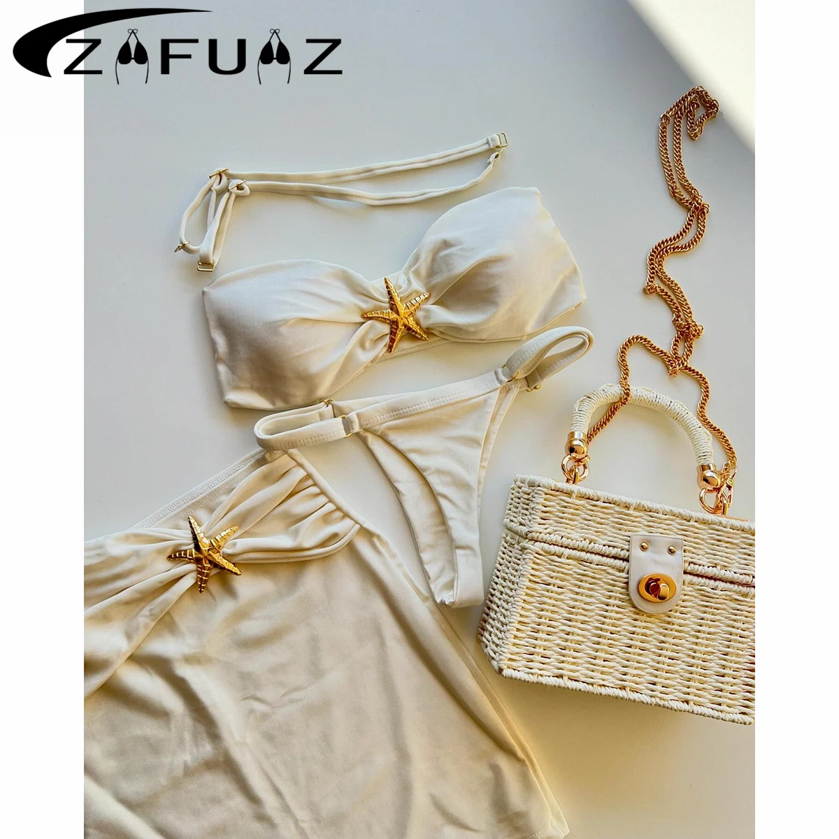 ZAFUAZ Sexy 3pieces Micro Bikini 2024 Women Swimsuit Female Swimwear Thong Bikinis Set Brazilian Beach Wear Bathing Suit Biquini