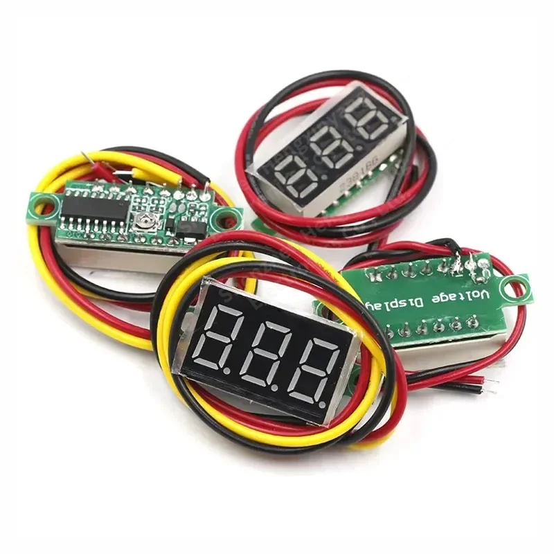 مقياس الجهد الرقمي المصغر 3 أسلاك 0.36 بوصة DC 0-30V أحمر رقمي LED أجزاء إلكترونية ملحقات مقياس الجهد الرقمي