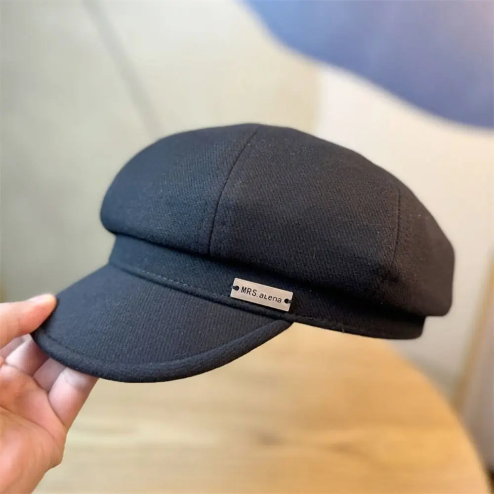 แฟชั่นหมวก Berets อบอุ่นหมวกสีทึบหมวกแปดเหลี่ยมหรูหรานุ่ม Retro หญิงหมวกฤดูหนาว