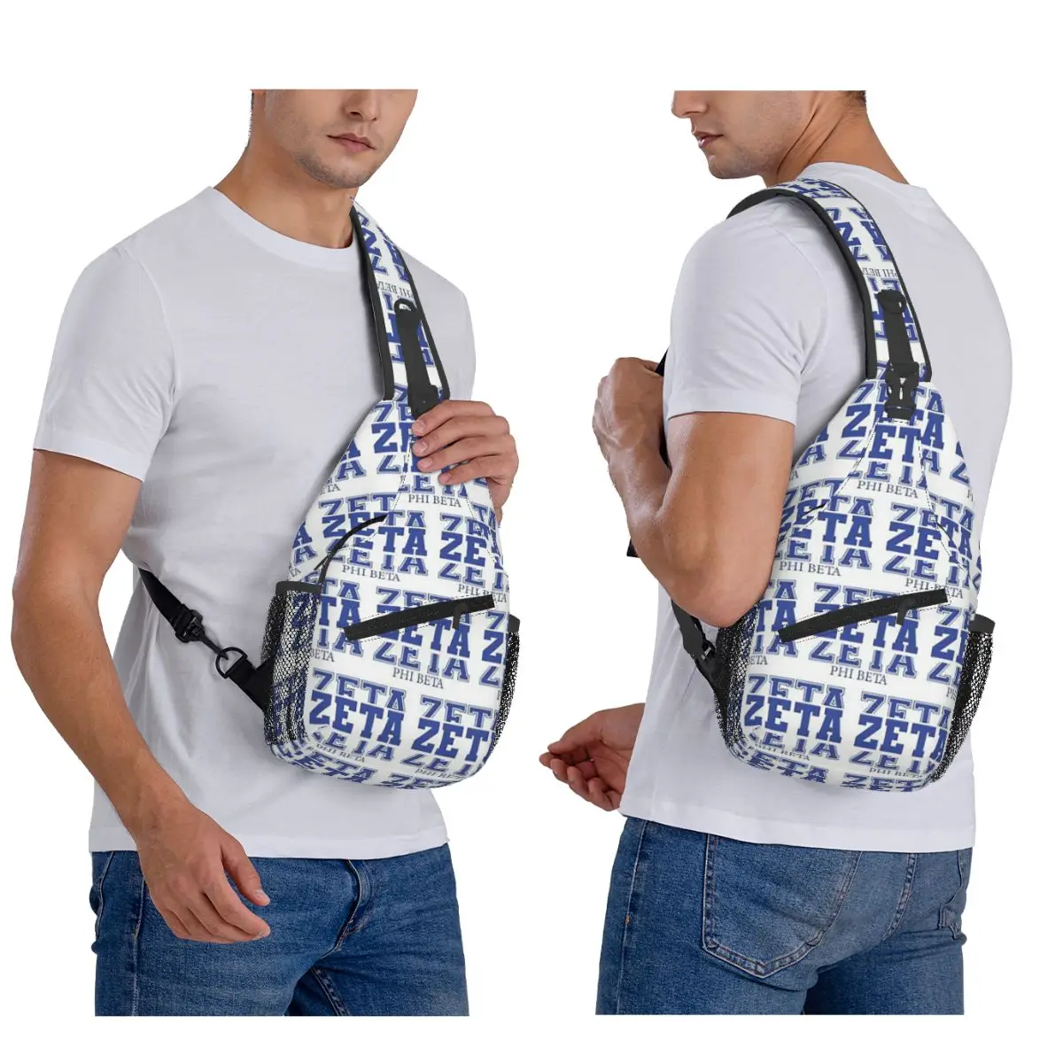 Large Zeta Phi Beta Sorority Logo Greek Letter 1920 Chest Bag Men Sling Crossbody Backpack Chest Bag Hiking Daypack Shoulder Bag
