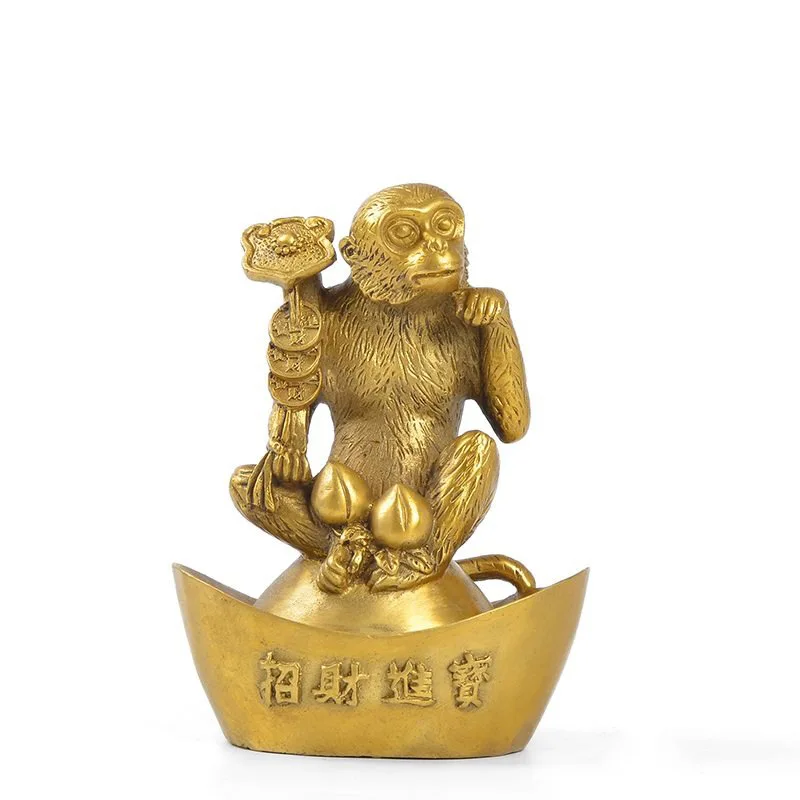 Brass ornament Ruyi ingot monkey home living room decoration TV cabinet craft