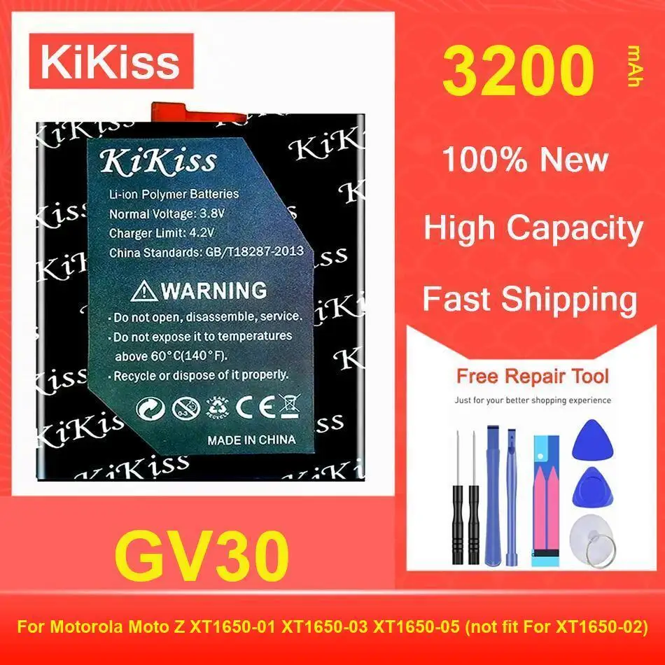 

Kikiss Battery 3200Mah GV30 For Motorola Moto Z XT1650-01 XT1650-03 XT1650-05 (Not Fit XT1650-02)