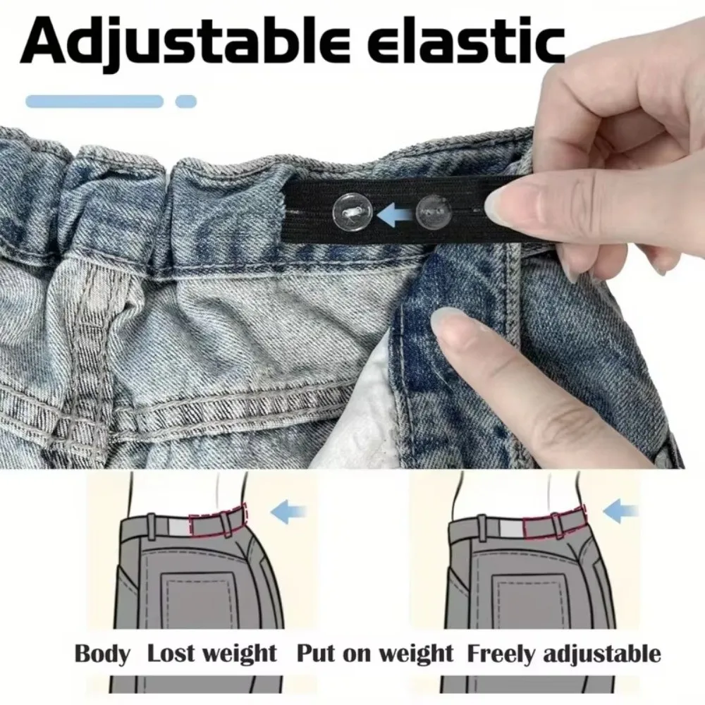 Adjustable Invisible Belt Tightener Set Invisible Extender Elastic Waist Band No-Sew Seamless Trouser Buckle Women Men Jean Pant