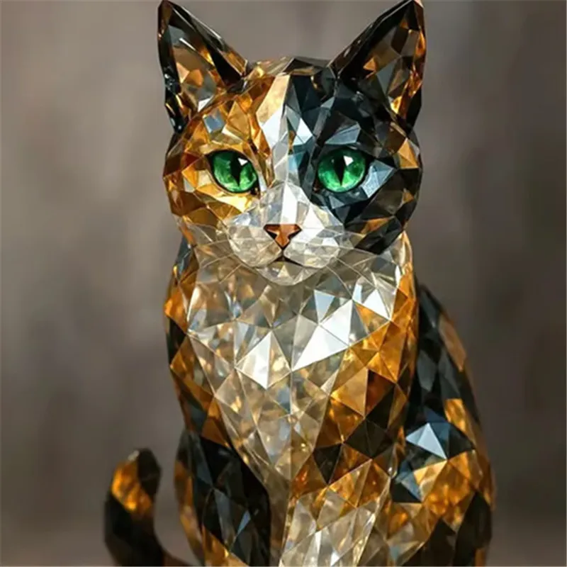 

Clear Imitation Crystal Dog Cat Figurine Animal Model Desktop Decoration for Office Home Stylish Pet Statue