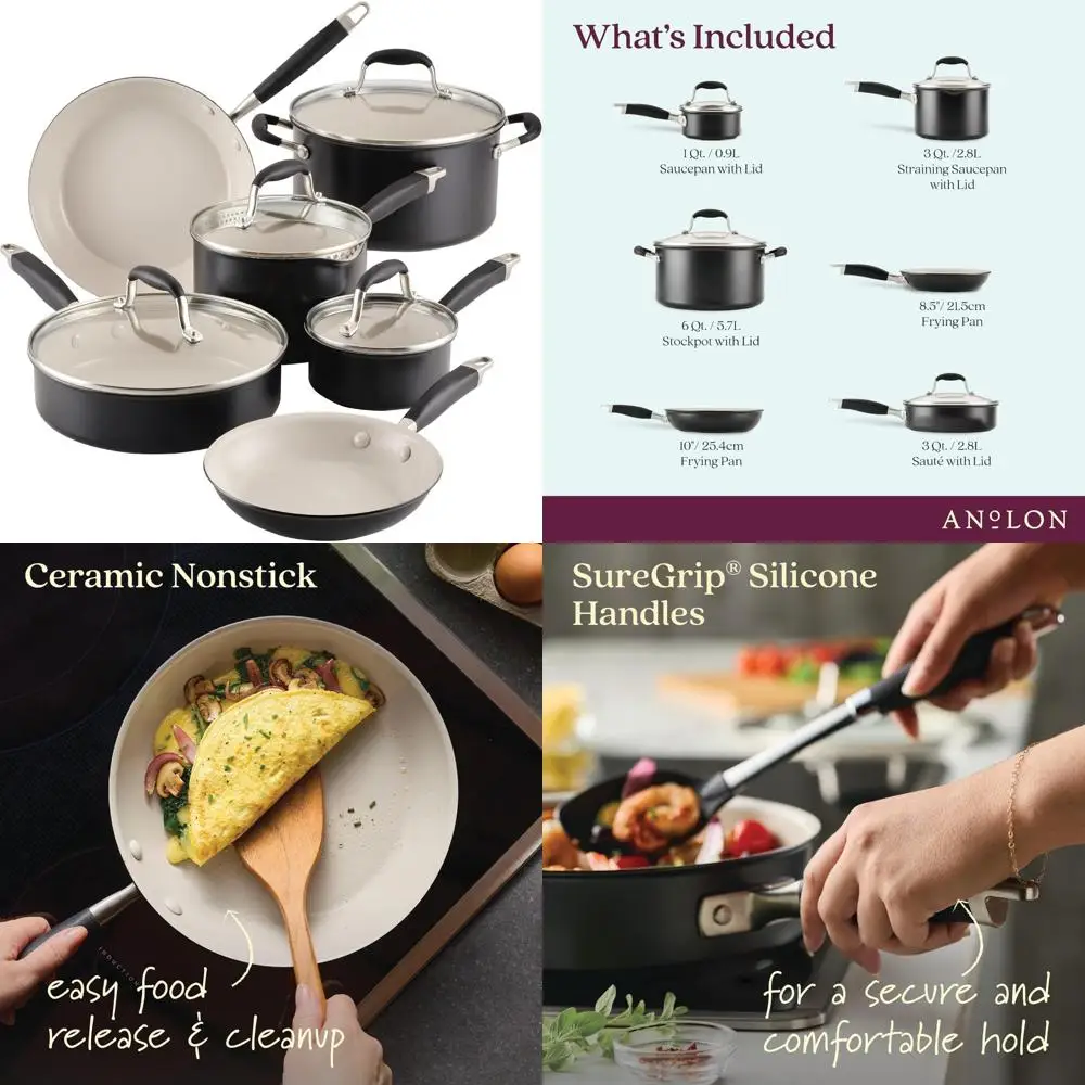 

5-Piece Stackable Cookware Set with Ultra Nonstick Cast Texture Ceramic Coating by Gotham Steel Stackmaster