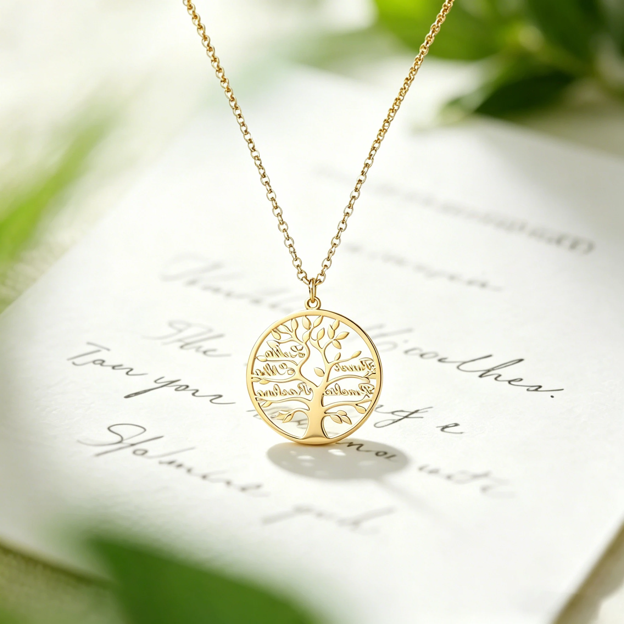 Personalisierte Familienstammbaum-Halskette mit 1-9 Namen, Edelstahl-Anhänger, Namensschild-Schmuck für Frauen und Männer, Hochzeitstag, Geburtstag – Detail 6