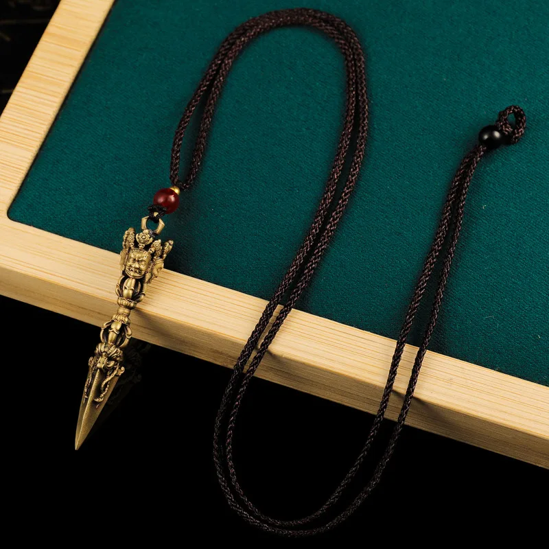 Brass , Vajra Keychain Accessory, Dharma Instrument Pendant, Tibetan-Style Ornament, Demon-Slashing Pestle