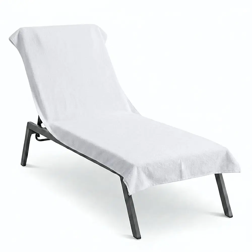 

(1 шт.) Роскошное покрывало-полотенце для шезлонга, 100% плюшевый турецкий хлопок, 30x85 см, белое, 500 GSM, впитывающее, быстросохнущее, идеально подходящее.