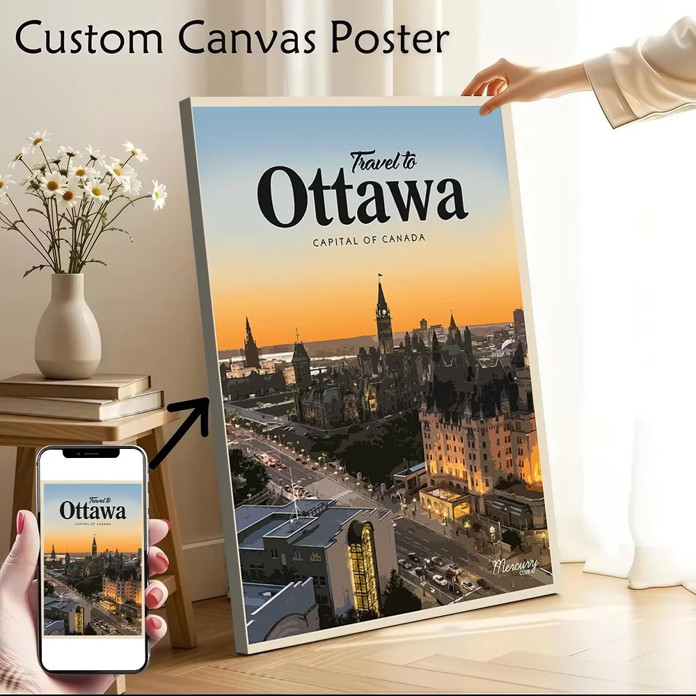 Visit Ottawa Canvas Poster Wall Art Customizable High Quality Printed Picture for Gamer Decoration Living Room Decorations Mural