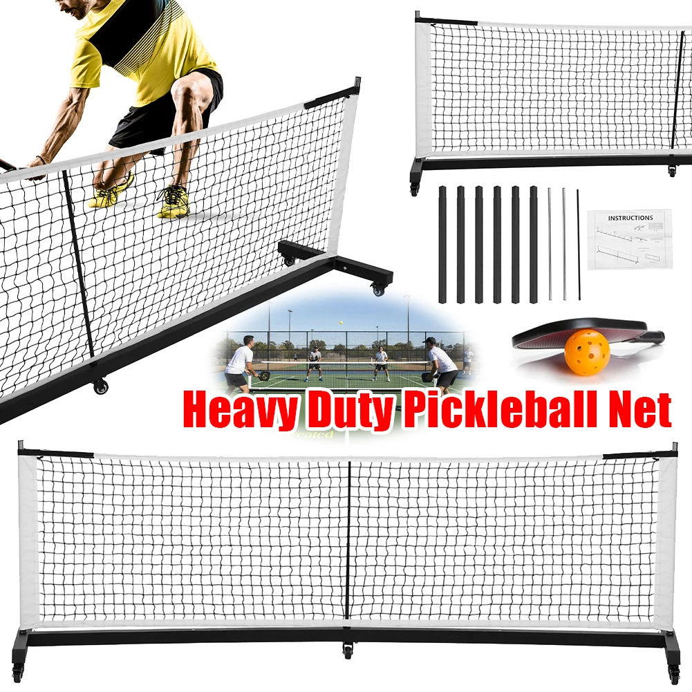 

Professional Pickle Ball Game Net Stand with Wheels Easy Setup Pickleball Net 22Ft Lightweight for Tennis Driveway Backyard