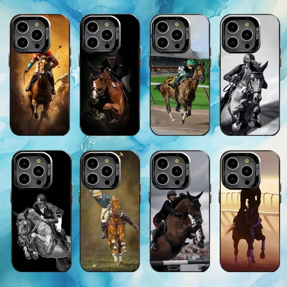 

Equestrian competition Phone Case For iPhone17,16,15,14,13,12,11 Plus,Pro Max Black Colorful Silver Back Phone Case