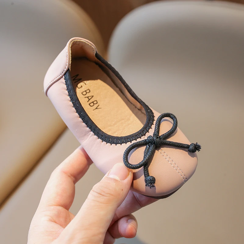 أحذية ماري جينس مسطحة من الجلد الصناعي سهلة الارتداء بفيونكة للأطفال ، أحذية ضحلة للأطفال ، حذاء بناتي خفيف مانع للانزلاق ، 3 ألوان ، الخريف ، 21-35 #6