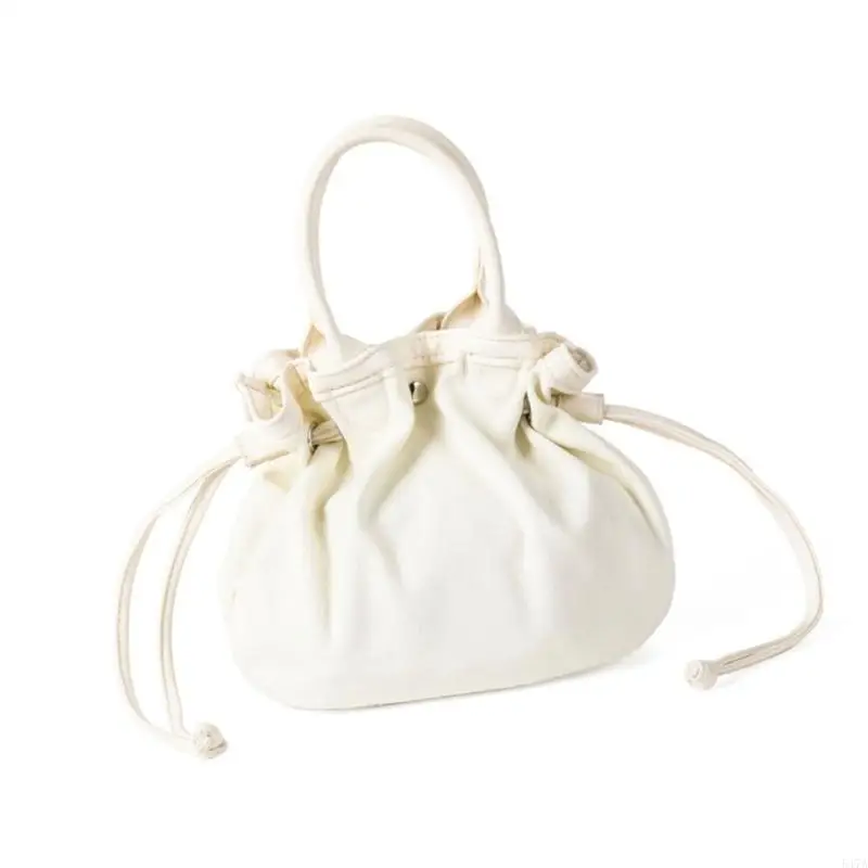 

Women Bag Solid Color Bucket Bag Top Handle Bag Korean Styles Gift Bag Drawstring Handbag All-Matching Canvas Bag 547A