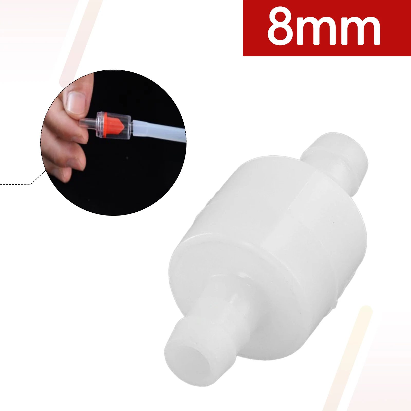 1X 4mm 6mm 8mm 10mm 12mm Hose ID Plastic White  Check Valve Way Non-return  Valve For Water  Petrol Diesel Oil  Other Fluid