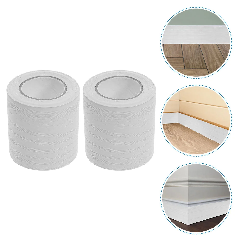 

2 Rolls Self-adhesive Baseboard Molding Sticker on Skirting Floor Wall Decorative Trim Pvc Flexible