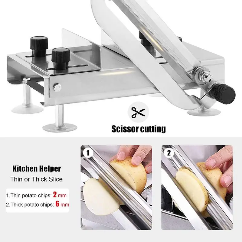 Manual Frozen Meat Slicer Multifunctional Stainless Steel Food Slicer Household Beef and Mutton Roll Quickly Slice for Cooking