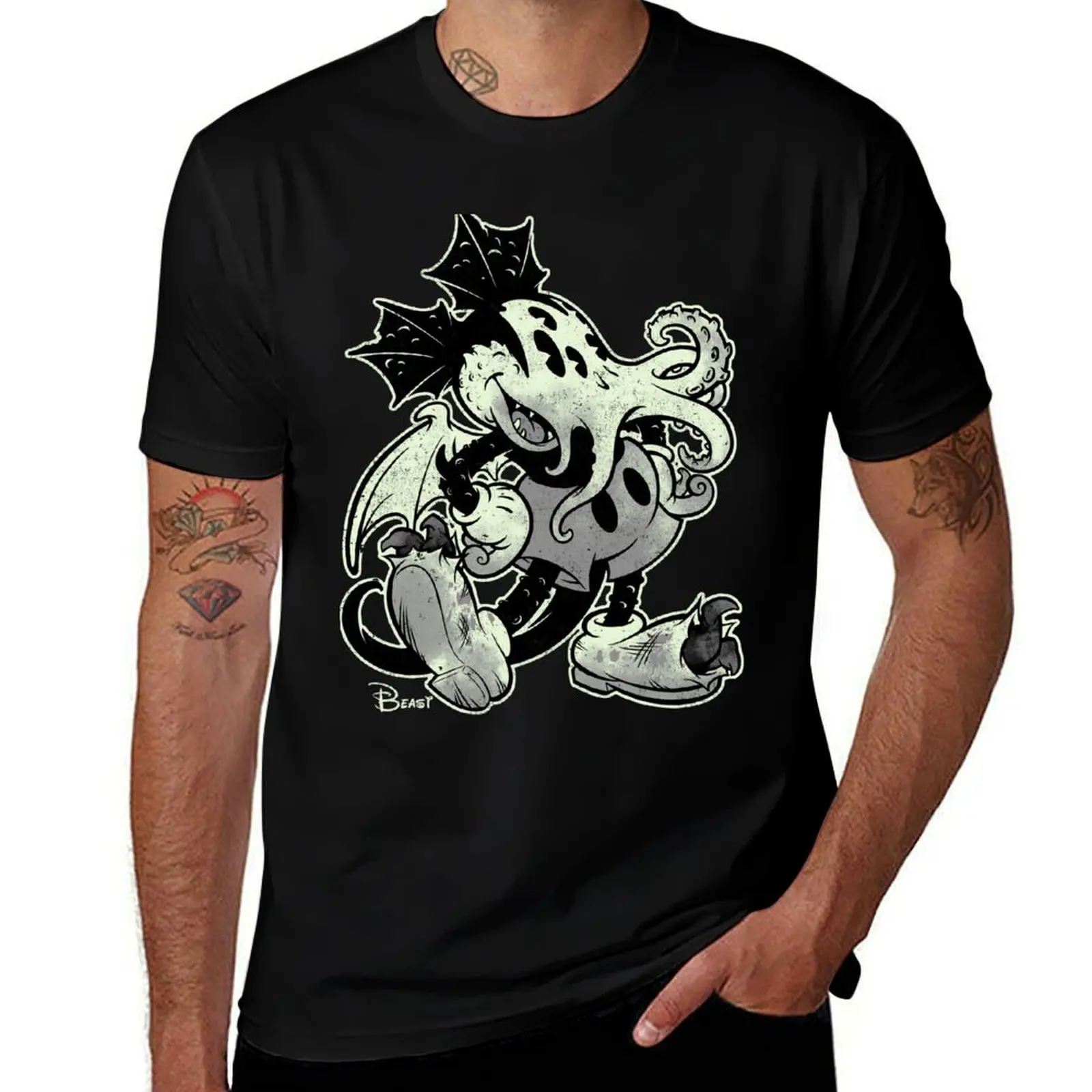 

MICKTHULHU MOUSE (monochrome) T-Shirt t shirt man luxury man t shirt heavy cotton T-Shirt