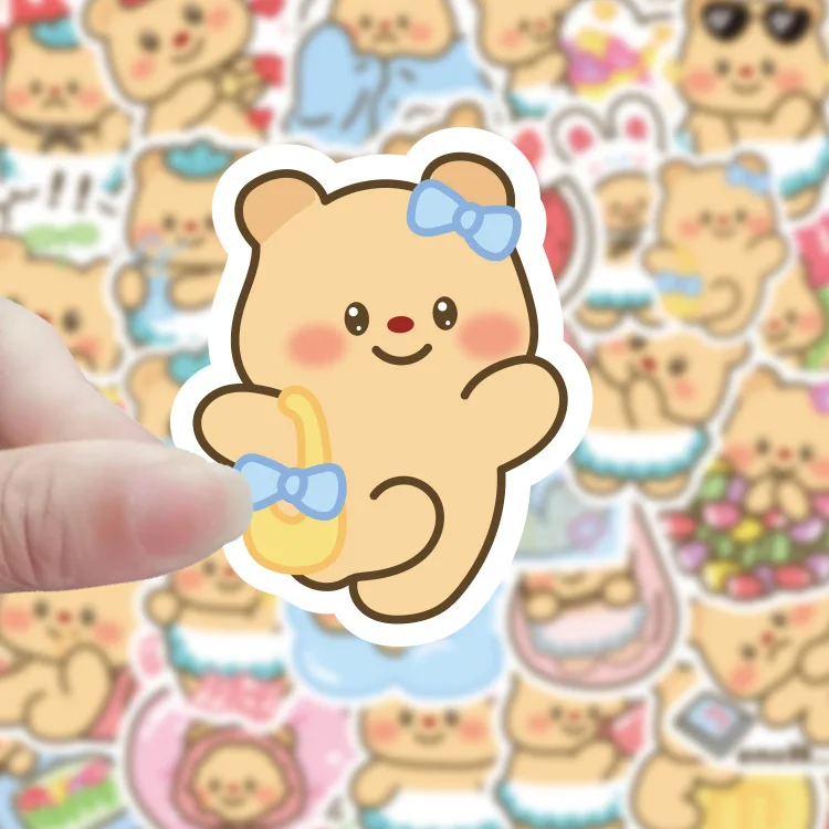 100Pcs Butter bear Cute Pattern Stickers Waterproof Vinyl Decals Computer Phone Case Bottle Decoration for Kids DIY Gifts