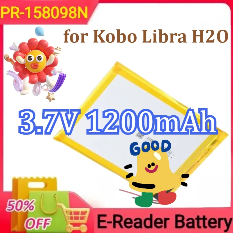 

PR-158098N New Rechargeable Li-Polymer Battery for Kobo Libra H2O E-book Reader Battery 3.7V Replacement Bateria 1200mAh