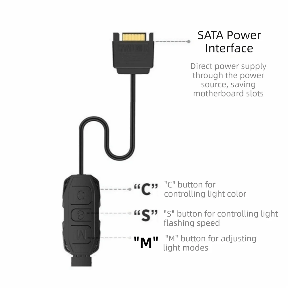 5V 3Pin ARGB Controller SATA Power 3-Pin Connector RGB Hub Mini Control Hub Power Supply Adapter Mini Controller For CPU Cooler