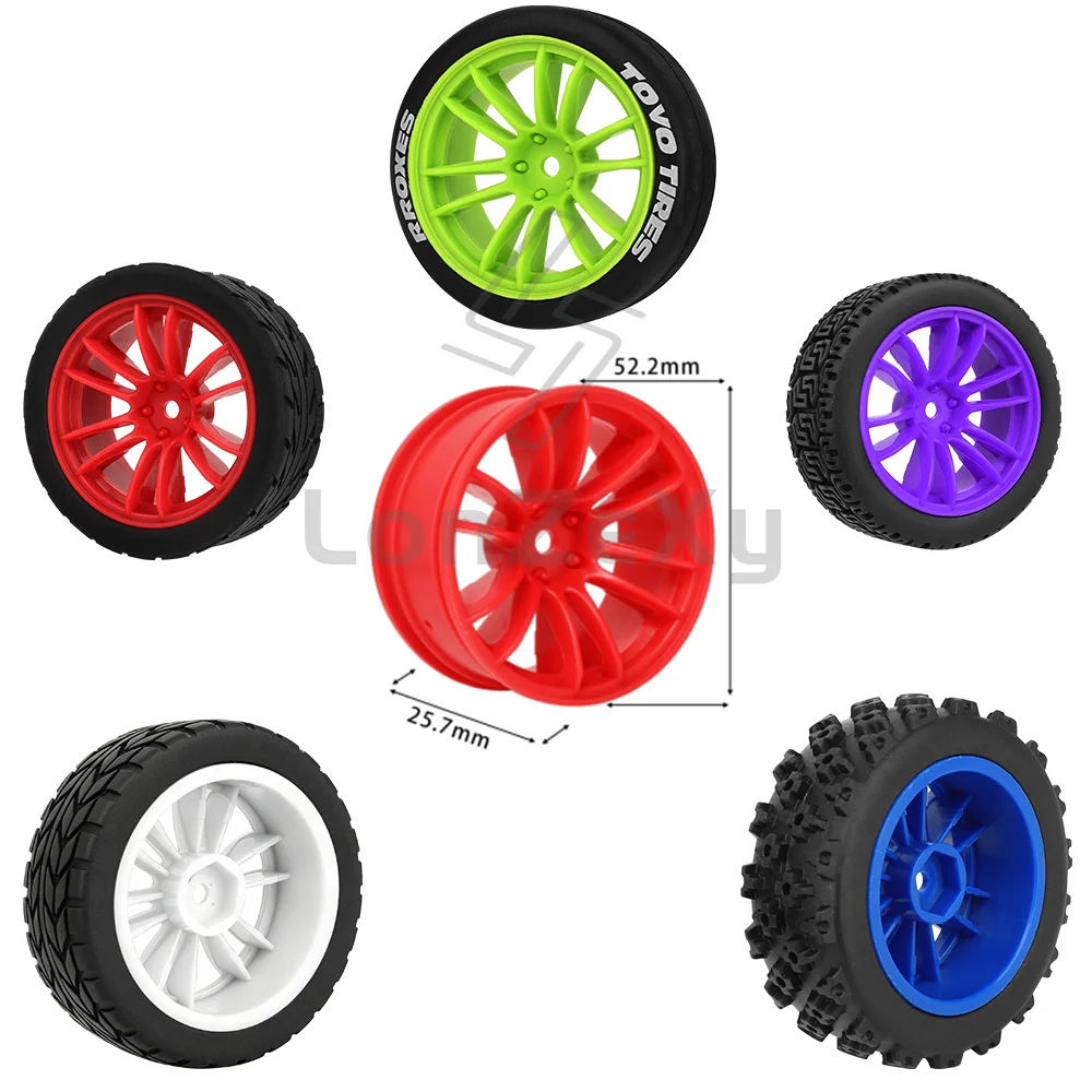 1/10 RC On Road Car Wheels Tires Complete Set A B C D E Style Plastic Rim Rubber Tyre Upgrade Replacement Parts