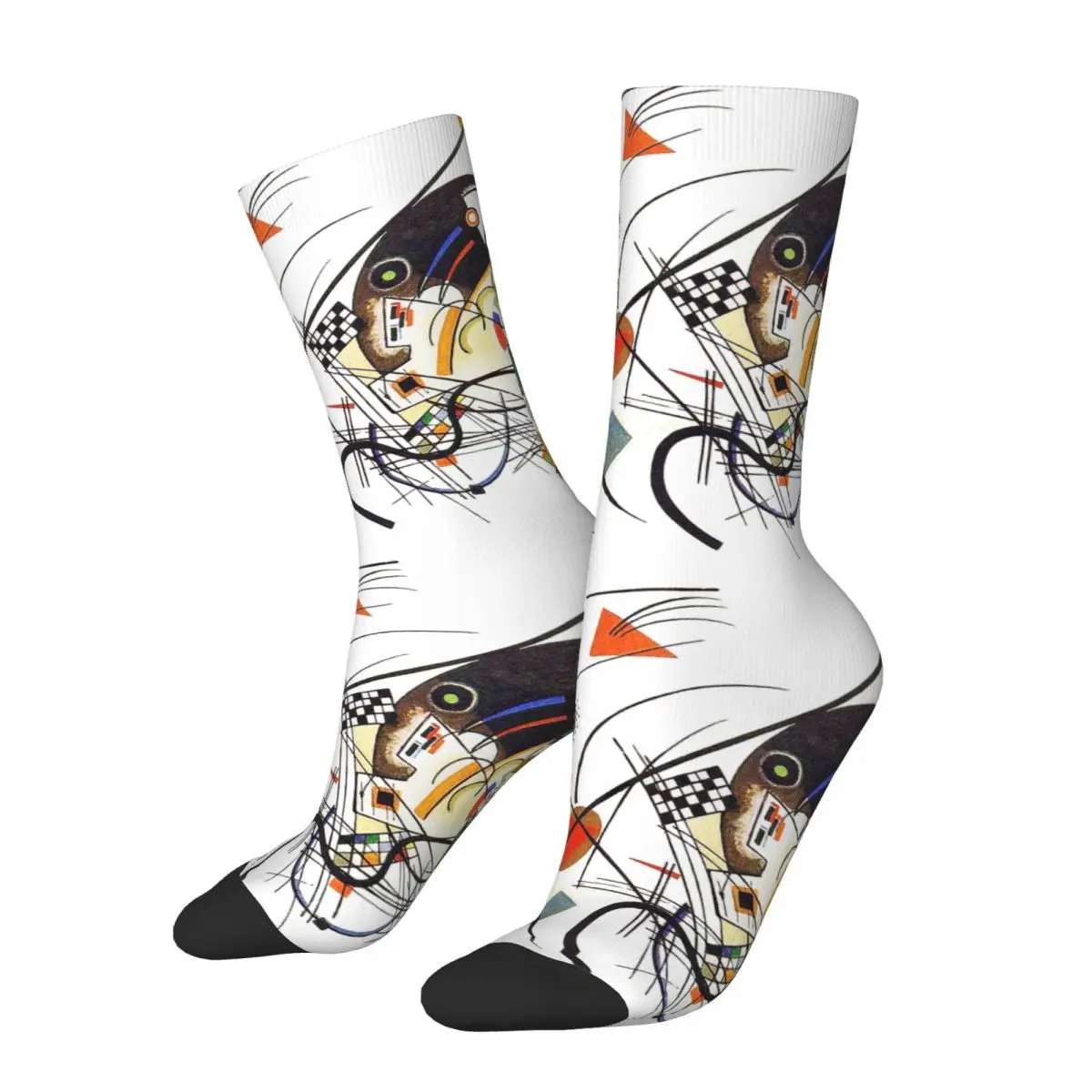 Funny Abstract Transverse Lines 1923 Soccer Socks Wassily Kandinsky Polyester Crew Socks for Women Men Sweat Absorbing