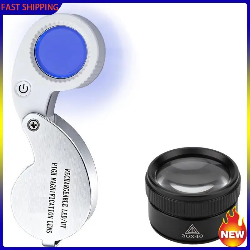 Hot Trend-Stand Magnifier Kit 30X 60X Rechargeable LED UV Jewelers Loupe 25Mm Pocket Loupe 1 Pack 30X Magnifiers