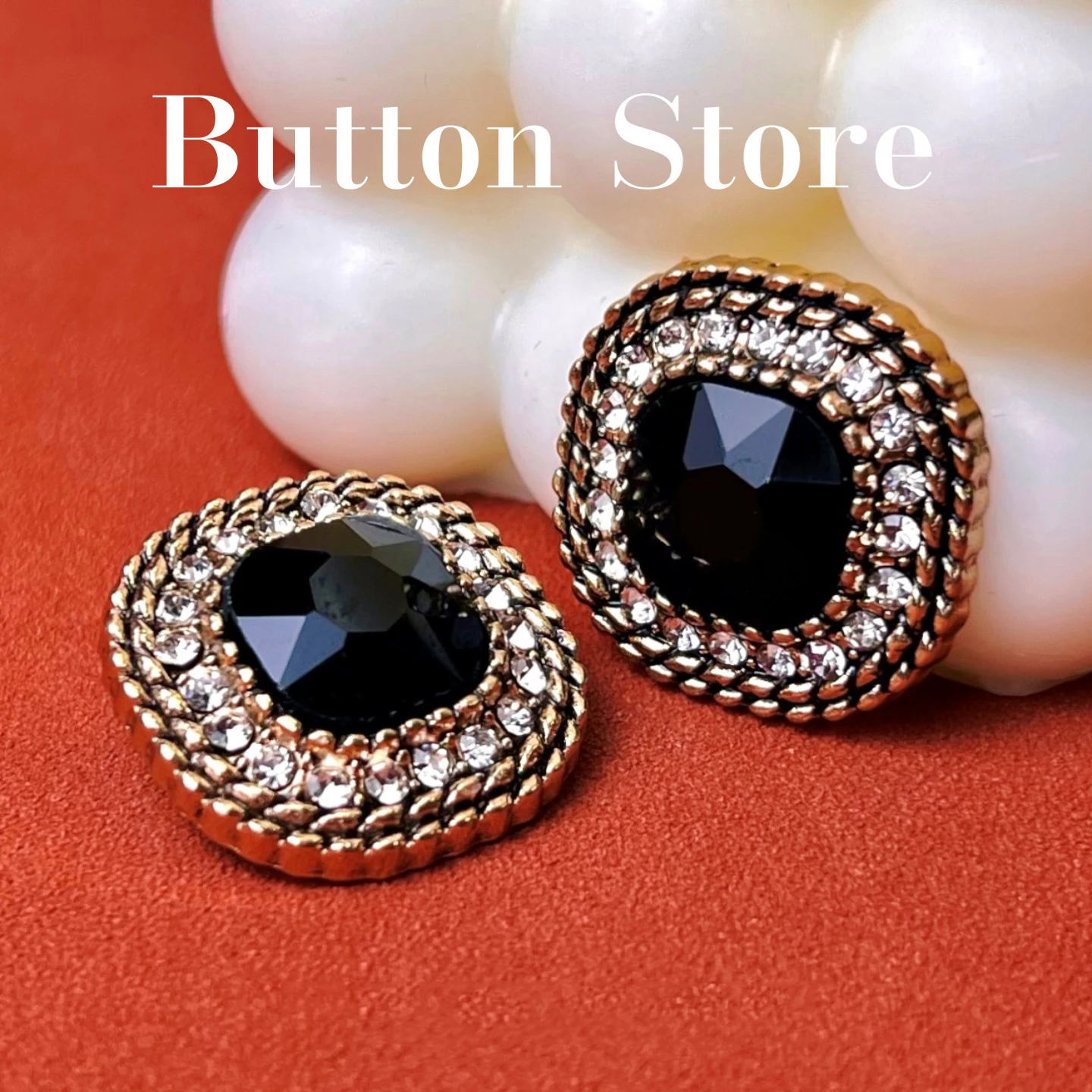 

6Pcs-18/25mm Luxury Design Vintage Square With Rhinestone Metal Buttons for Clothes Coat Cardigan Sweater Black White High-grade