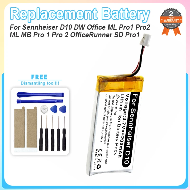 Replacement Headset Battery for Sennheiser D10 DW Office ML Pro1 Pro2 ML MB Pro 1 Pro 2 OfficeRunner SD Pro1