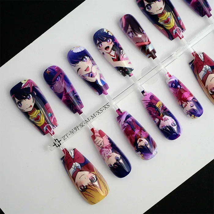 

Ai Hoshino Ruby Hoshino Cute Idol Pretty Fake Nails Kawaii Cartoon Girl Otaku Detachable False Nails Creative Press on Nails