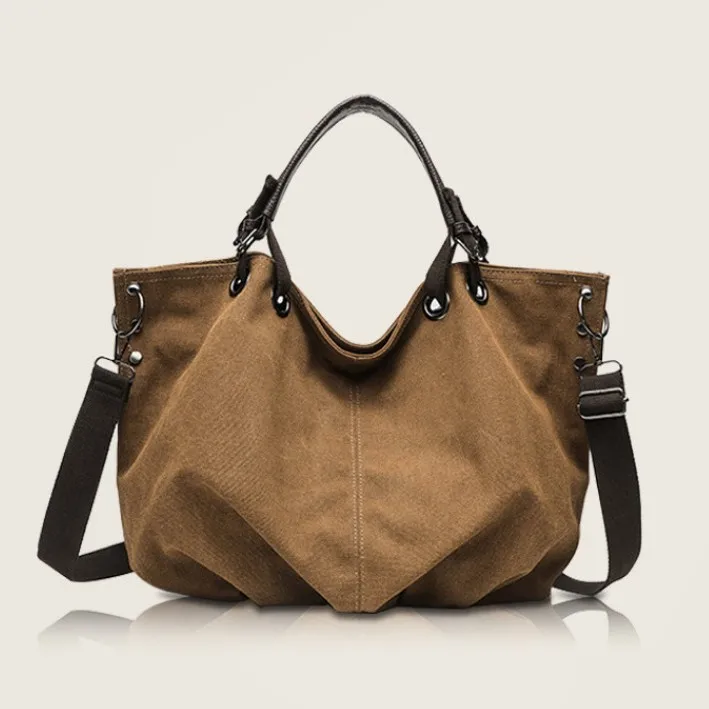 

Custom Retro Tote For Women Commuting Handbag Lazy Style Large Capacity Workwear Canvas Student Class Bag Sac De Luxe Femme