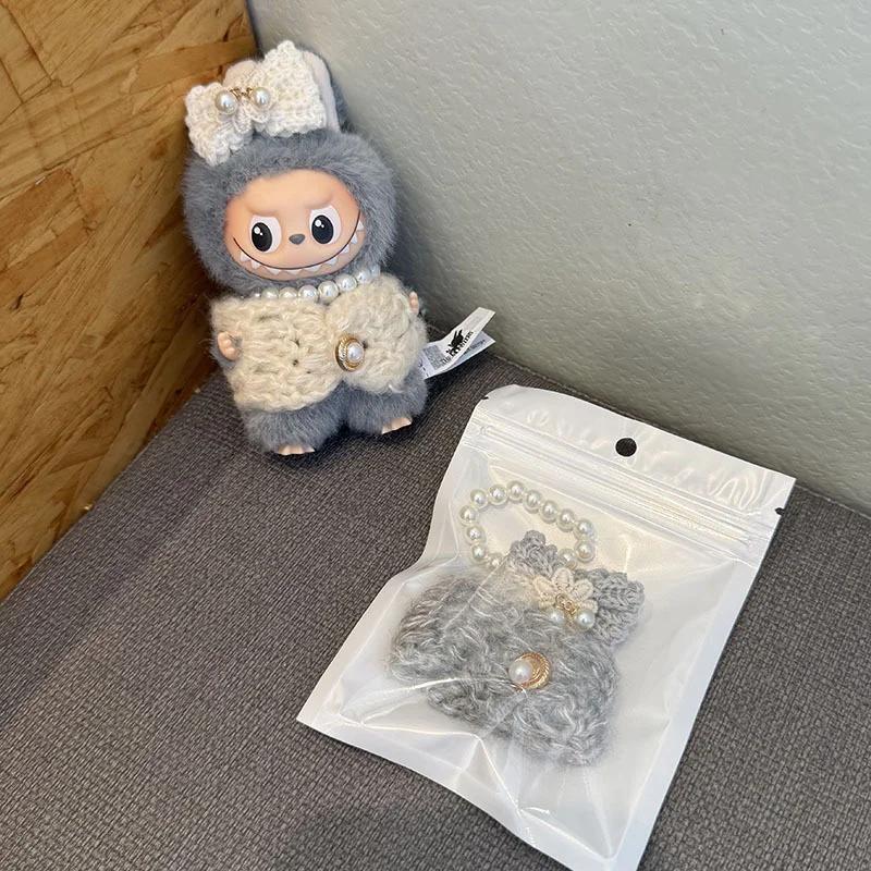 

Labubu 4.0 Mini Doll Fashion Set with Fragrant Wind Wool Vest Pearl Necklace for Love Clothes Toy & Hobbies Doll Accessories