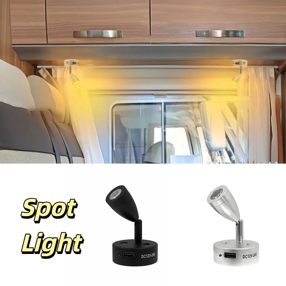 

Светодиодный светильник для чтения с USB-питанием, настенный, 3 Вт, точечный, 12-24 В, для внутреннего освещения, для автодомов