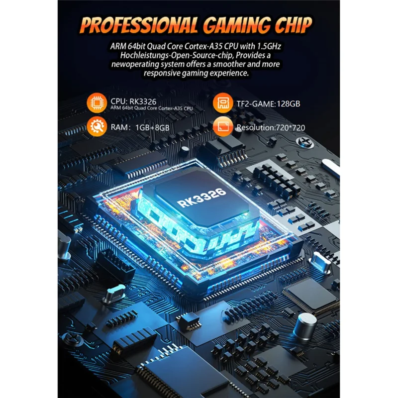 A29F-S600 console de jogos retrô 128G open source Linux 4.0 polegadas tela IPS reprodutor de vídeo portátil com mais de 18000 jogos