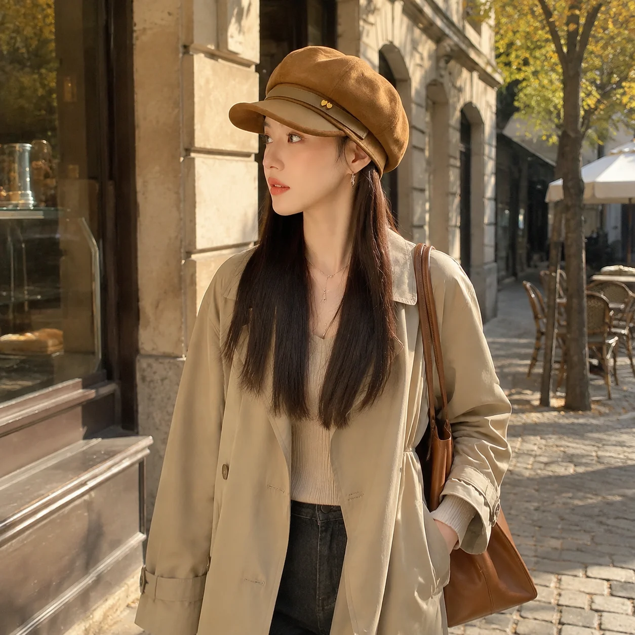 Baker Boy Hat Face Slimming Newsboy Cap for Commute Casual Wear Vintage Polyester Octagonal Cabbie Hat Autumn Winter