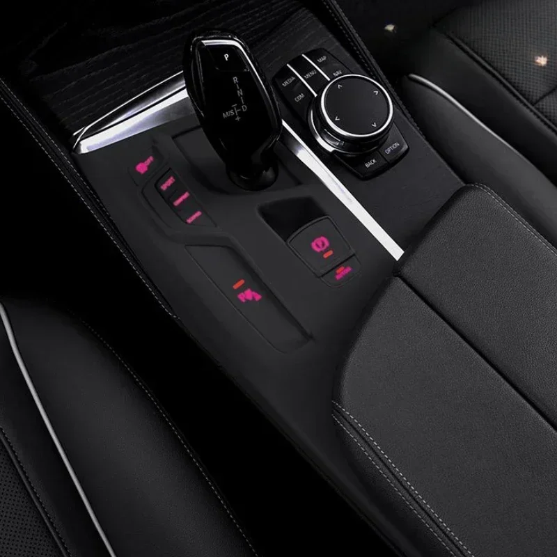 For BMW 5 Series G30 2018-2023 Silica Gel Black Car Central Control Gear Shift Button Protection Set Car Accessories