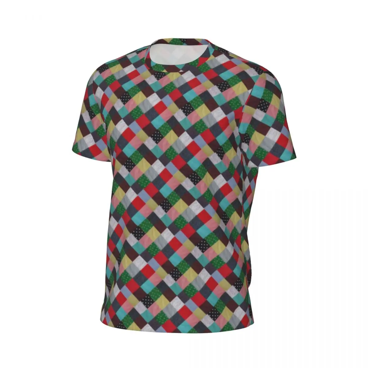Fun Patchwork Squares Gym T-Shirt Colorful Vintage Popular T Shirts Men Vintage Tee Shirt Summer Short-Sleeve Custom Top Tees