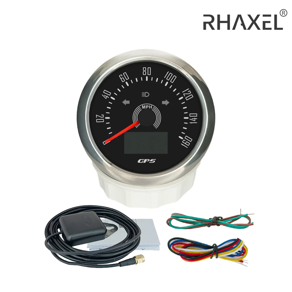 RHAXEL 85mm GPS Speedometer 0-200km/h 0-160MPH with Left Right Turn Light High Beam 7 Colors Backlight for Car Boat Truck