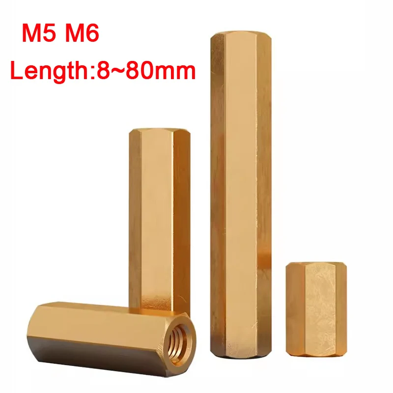 2-5Pcs Brass Hexagon Double Pass Hex Male Female Standoff Pillar Stud Mount Spacer M5 M6 PCB Motherboard Hollow Bolt Screw