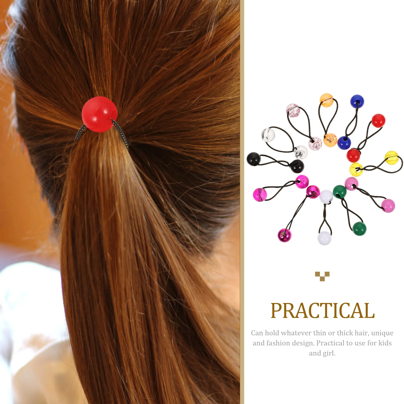 

24Pcs Hair Accessories Elastic Hair Ties with Double Balls Fashion Ponytail Holders for Daily Wear Party