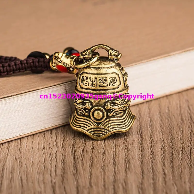 2PCS Geomantic omen master five Emperor Coins ward off evil copper bell pendant FENG SHUI Decoration car key pendant ornament