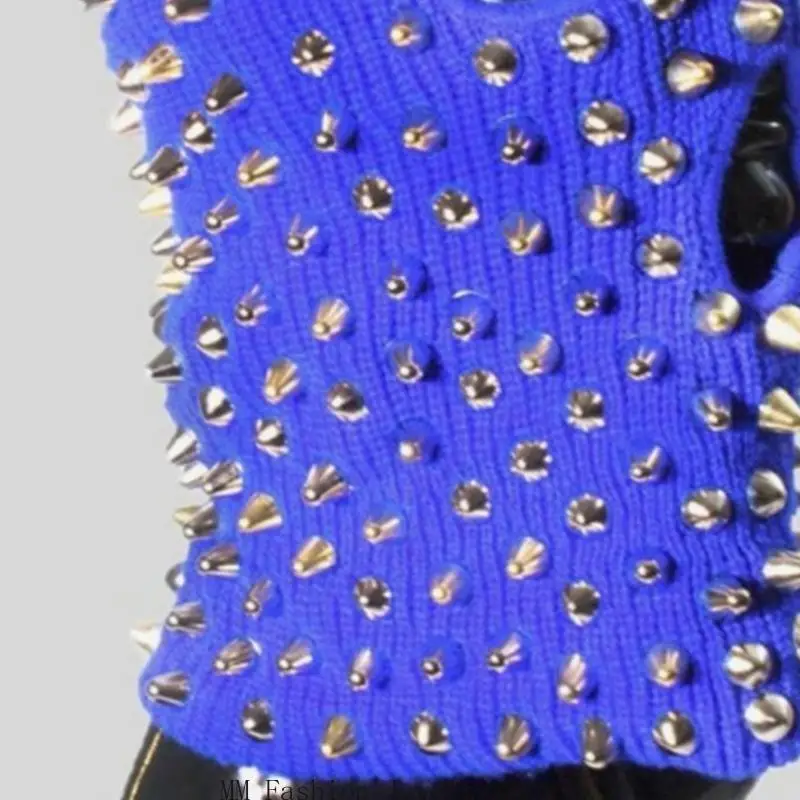 D0UB Halloween Balaclava Rivet Beanie Funny Balaclava Spiked Balaclava Spiked Beanie