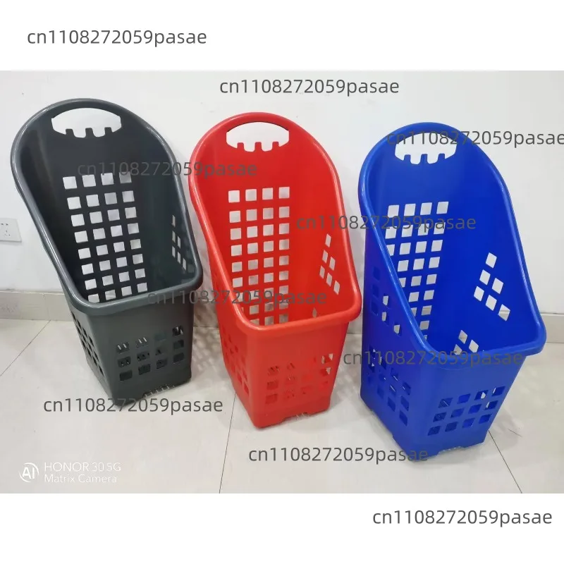 Hot-selling shopping eco-friendly plastic basket with handle and wheels for easy shopping