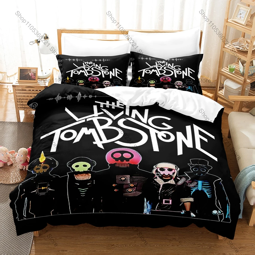 Cool The Living Tombstone EDM Rock Band Print 3PCS Bedding Set Duvet Cover + 2 Pillowcases Soft Bed Linen For FNAF Music Game Fa