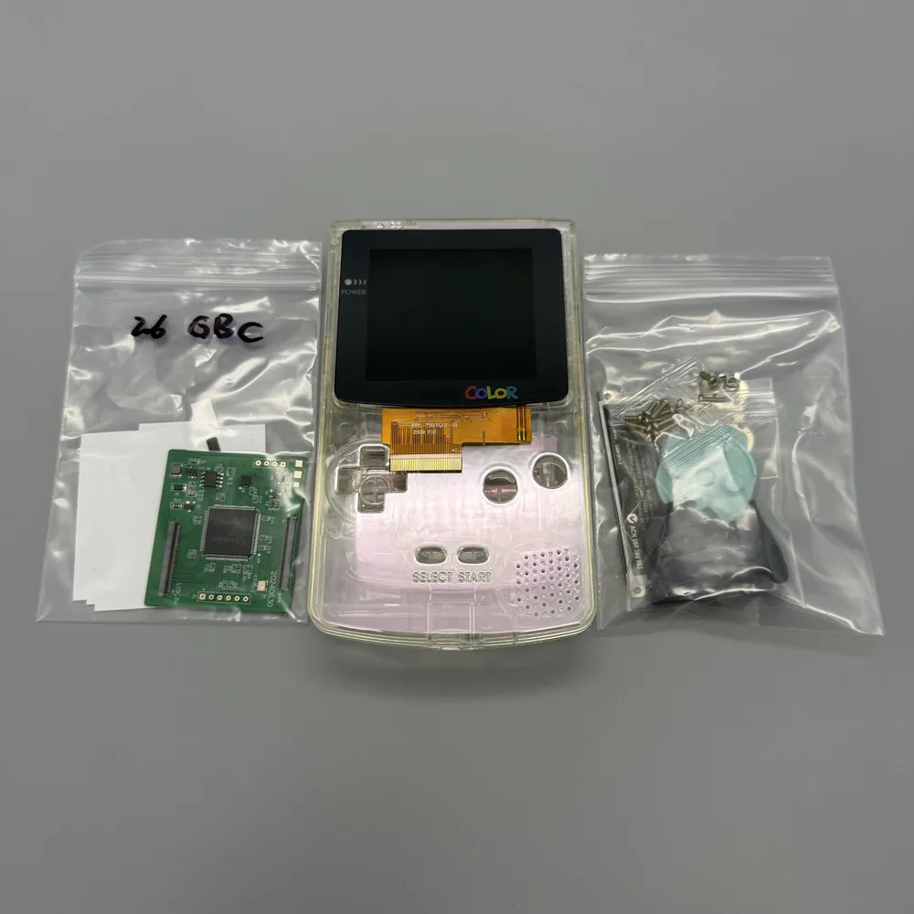 Écran LCD GBC IPS 2,6" et coque neuve pour Gameboy Color. Prise en charge de l'affichage des pixels. Pas besoin de couper la coque.